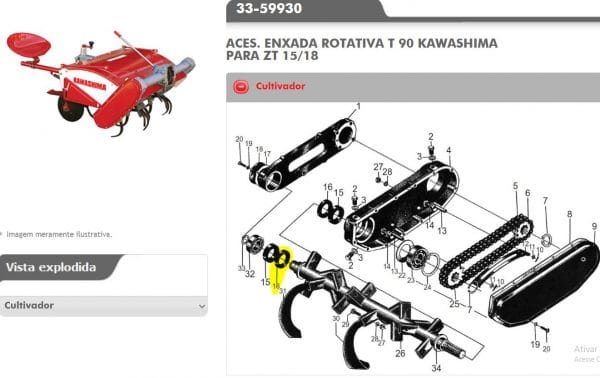 Retentor eixo facas enxada rotativa Kawashima T70 T90 3347180 - Image 4