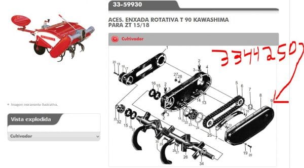 Cobertura Caixa Corrente Enxada Rotativa Kawashima T70 T90 - Image 4
